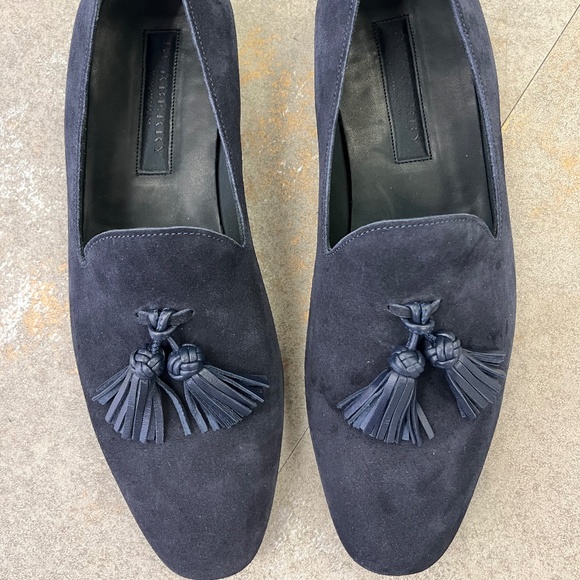 Burberry Blue Suede Tassel Loafers - Picture 1 of 11